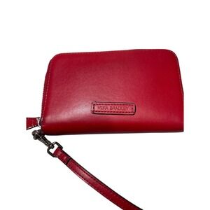 Vera Bradley Wallet Zip Around Small Red Faux Leather  Wristlet Organizer